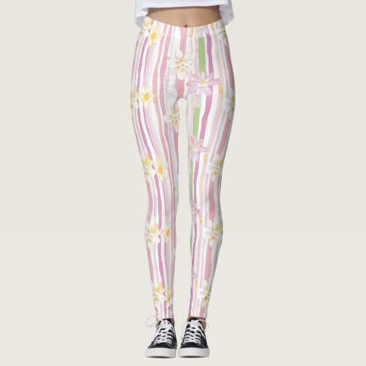 Pastel Retro Bloemen (9) Leggings (Voorkant)