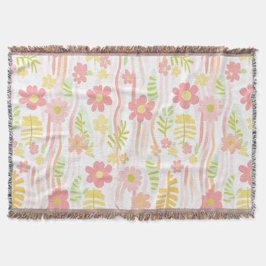 Pastel Retro Bloemendecor (3) Deken (Voorkant)