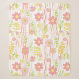 Pastel Retro Bloemendecor (3) Sherpa Deken