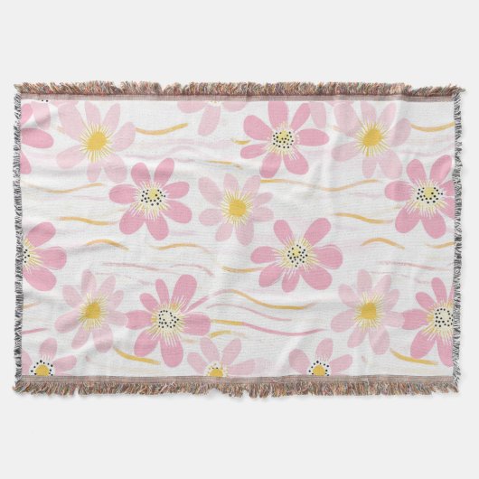 Pastel Retro Bloemendecor (4) Deken (Voorkant)