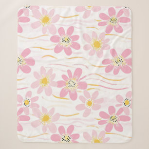 Pastel Retro Bloemendecor (4) Sherpa Deken