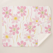 Pastel Retro Bloemendecor (4) Sherpa Deken (Voorkant (horizontaal))