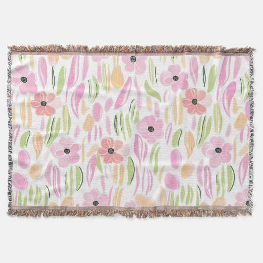 Pastel Retro Bloemendecor (5) Deken (Voorkant)