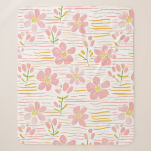 Pastel Retro Bloemendecor (6) Sherpa Deken