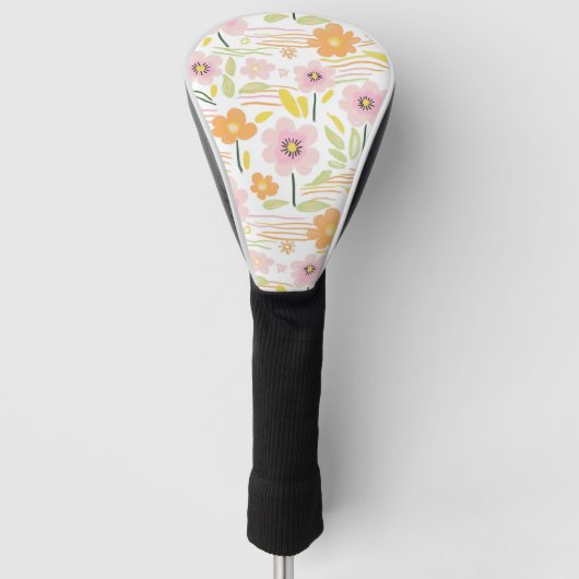 Pastel Retro Bloemendecor (7) Golfheadcover (Voorkant)
