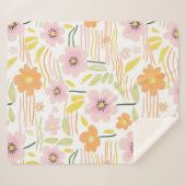 Pastel Retro Bloemendecor (7) Sherpa Deken (Voorkant (horizontaal))