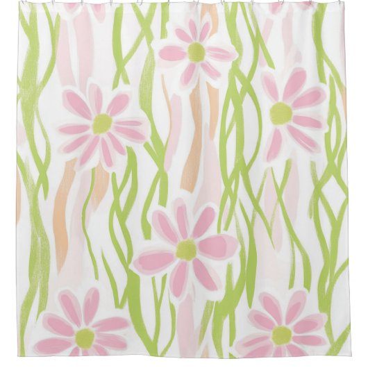 Pastel Retro Bloemendecor (8) Douchegordijn (Voorkant)