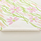 Pastel Retro Bloemendecor (8) Sherpa Deken (3/4)