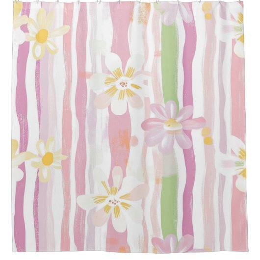 Pastel Retro Bloemendecor (9) Douchegordijn (Voorkant)