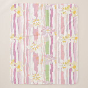 Pastel Retro Bloemendecor (9) Sherpa Deken