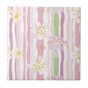 Pastel Retro Bloemendecor (9) Tegeltje