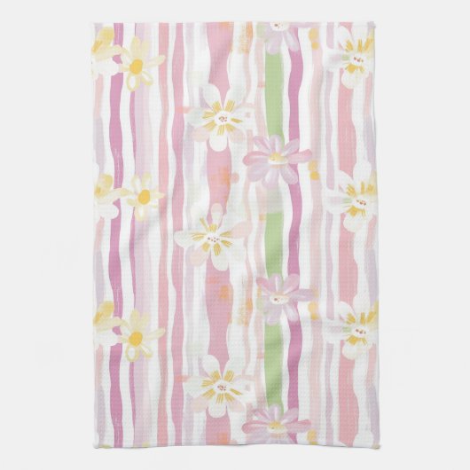 Pastel Retro Bloemendecor (9) Theedoek (Verticaal)