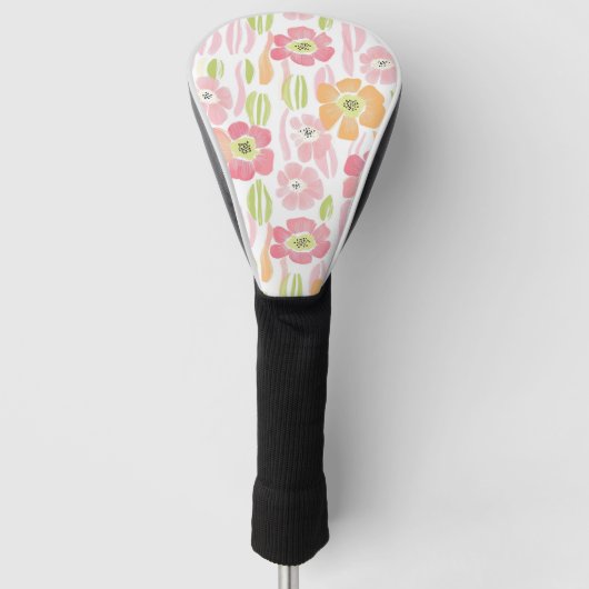 Pastel Retro Bloemendesign (1) Golfheadcover (Voorkant)