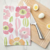 Pastel Retro Bloemendesign (1) Theedoek (Quarter Fold)