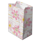 Pastel Retro Bloemendesign (4) Medium Cadeauzakje (Achterkant Gekanteld)