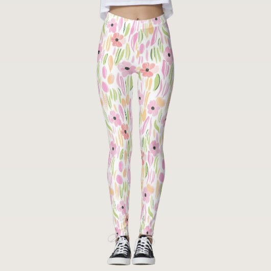 Pastel Retro Bloemendesign (5) Leggings (Voorkant)