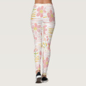 Pastel Retro Bloemendesign (6) Leggings (Achterkant)