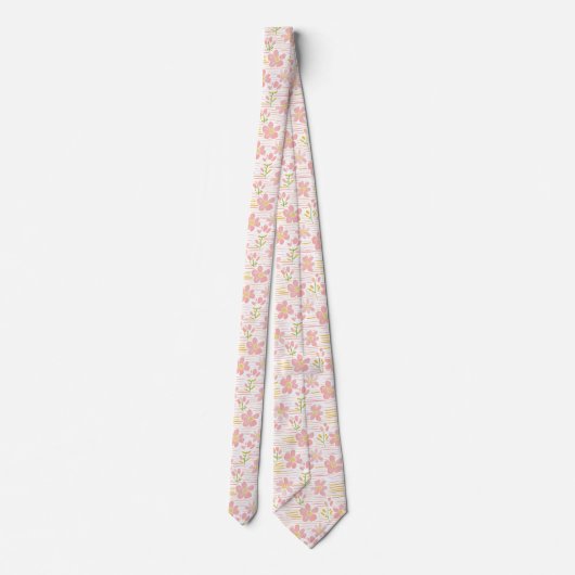 Pastel Retro Bloemendesign (6) Stropdas (Achterkant)