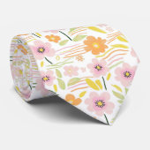 Pastel Retro Bloemendesign (7) Stropdas (Opgerold)