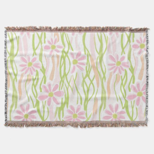 Pastel Retro Bloemendesign (8) Deken (Voorkant)