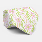 Pastel Retro Bloemendesign (8) Stropdas (Opgerold)