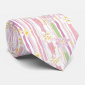 Pastel Retro Bloemmotief (9) Stropdas (Opgerold)
