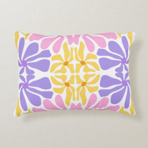 Pastel Retro Bloemmotief - Levendig Kaleidoscoop P Accent Kussen