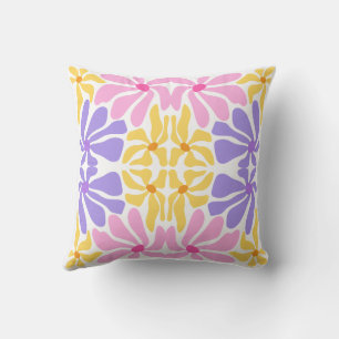 Pastel Retro Bloemmotief - Levendig Kaleidoscoop P Kussen