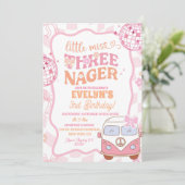 Pastel Retro Bus Groovy Little Miss Threenager Kaart (Staand voorkant)
