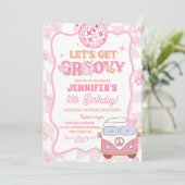 Pastel Retro Bus Groovy Verjaardagsfeest Kaart (Staand voorkant)