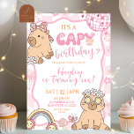 Pastel Retro Capybara Meisje Verjaardagsfeestje Kaart<br><div class="desc">Pastel Retro Capybara Meisje Verjaardagsfeestje uitnodiging,  Het Is Een Capy Verjaardagsuitnodiging,  Blush Roze Golf Preppy Capy Verjaardagsfeestje</div>