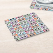 Pastel Retro Cassette Tapes Pattern Kartonnen Onderzetters (Schuin)