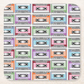 Pastel Retro Cassette Tapes Pattern Kartonnen Onderzetters (Voorkant)