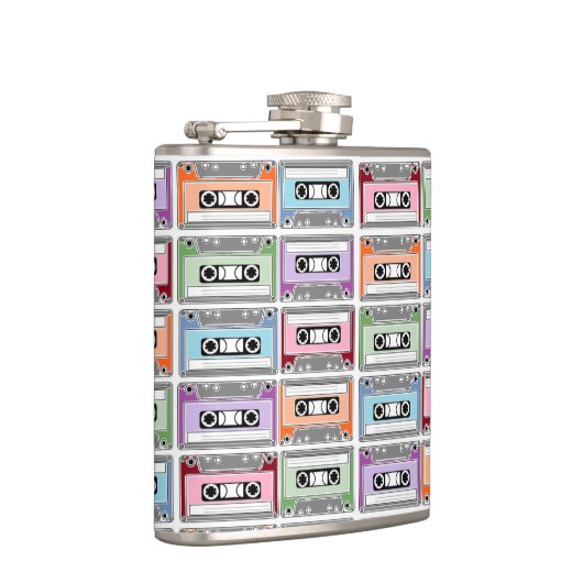 Pastel Retro Cassettebandjes Patroon Heupfles (Rechts)