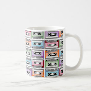 Pastel Retro Cassettebandjes Patroon Koffiemok