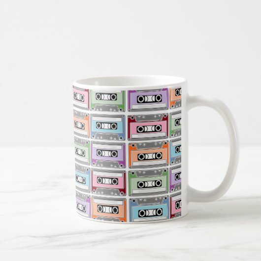 Pastel Retro Cassettebandjes Patroon Koffiemok (Rechts)