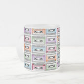 Pastel Retro Cassettebandjes Patroon Matglas Koffiemok (Voorkant links)