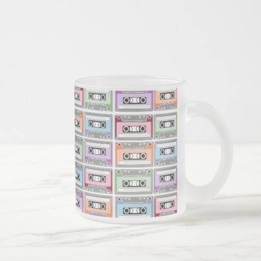 Pastel Retro Cassettebandjes Patroon Matglas Koffiemok (Rechts)