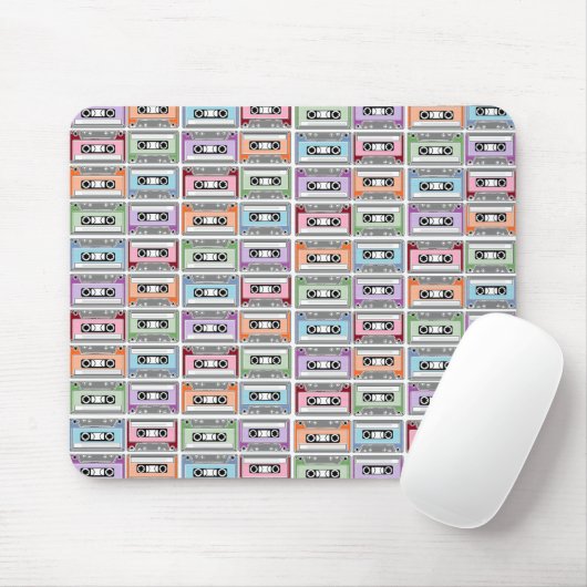 Pastel Retro Cassettebandjes Patroon Muismat (Met muis)