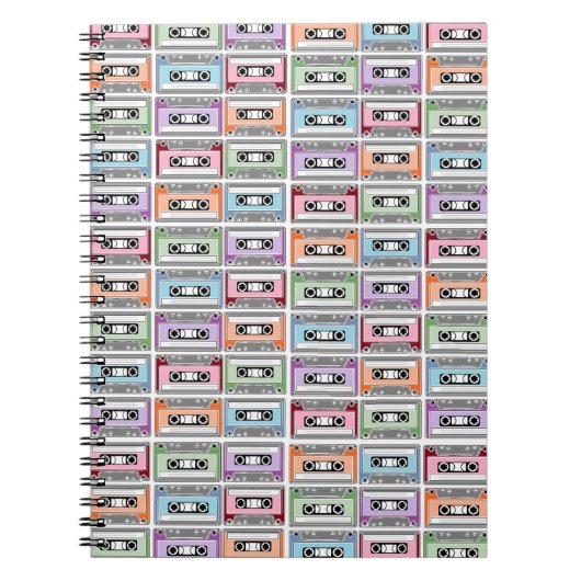 Pastel Retro Cassettebandjes Patroon Notitieboek (Voorkant)