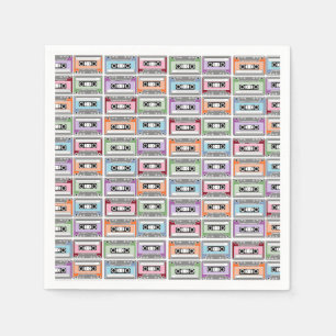 Pastel Retro Cassettebandjes Patroon Servet
