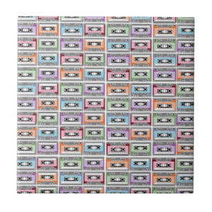 Pastel Retro Cassettebandjes Patroon Tegeltje