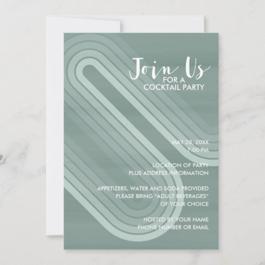 Pastel Retro Curvy Lines Pastel - Feestdag Kaart (Voorkant)