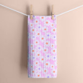 Pastel Retro Daisy Florals op Bord Roze Theedoek