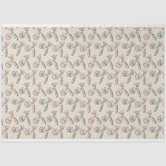 Pastel Retro-fietsen met bloemen Tissuepapier (Voorkant)