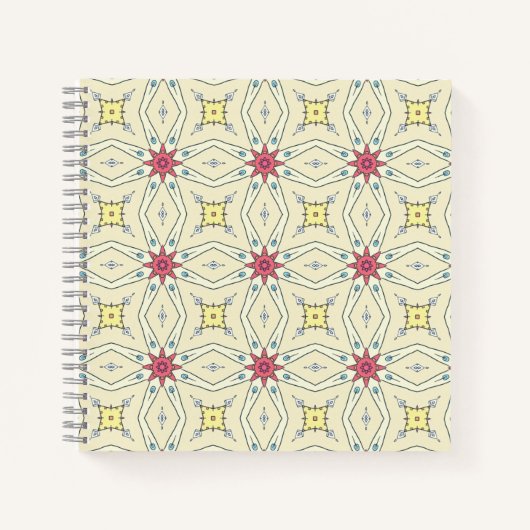 Pastel Retro Geometrisch Patroon Notitieboek (Voorkant)