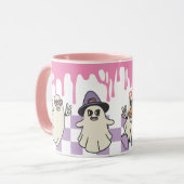 Pastel retro Ghost Crew meisjesachtig Happy Hallow Mok (Voorkant links)