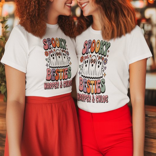 Pastel Retro Ghost Spooky Besties Kostuum T-shirt
