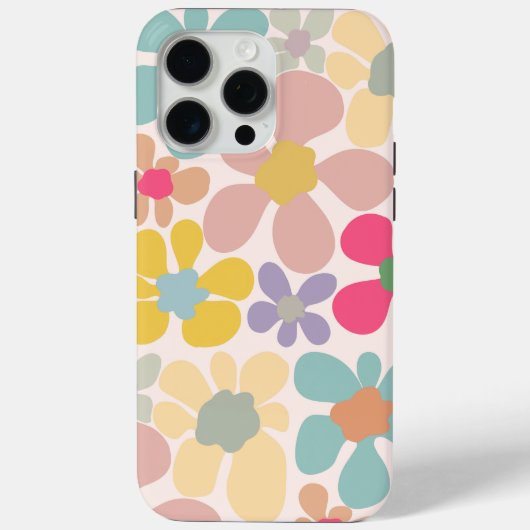 Pastel Retro golvende bloemen Case-Mate iPhone Case (Achterkant)
