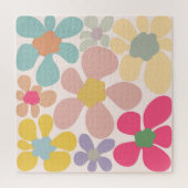 Pastel Retro golvende bloemen Legpuzzel (Verticaal)